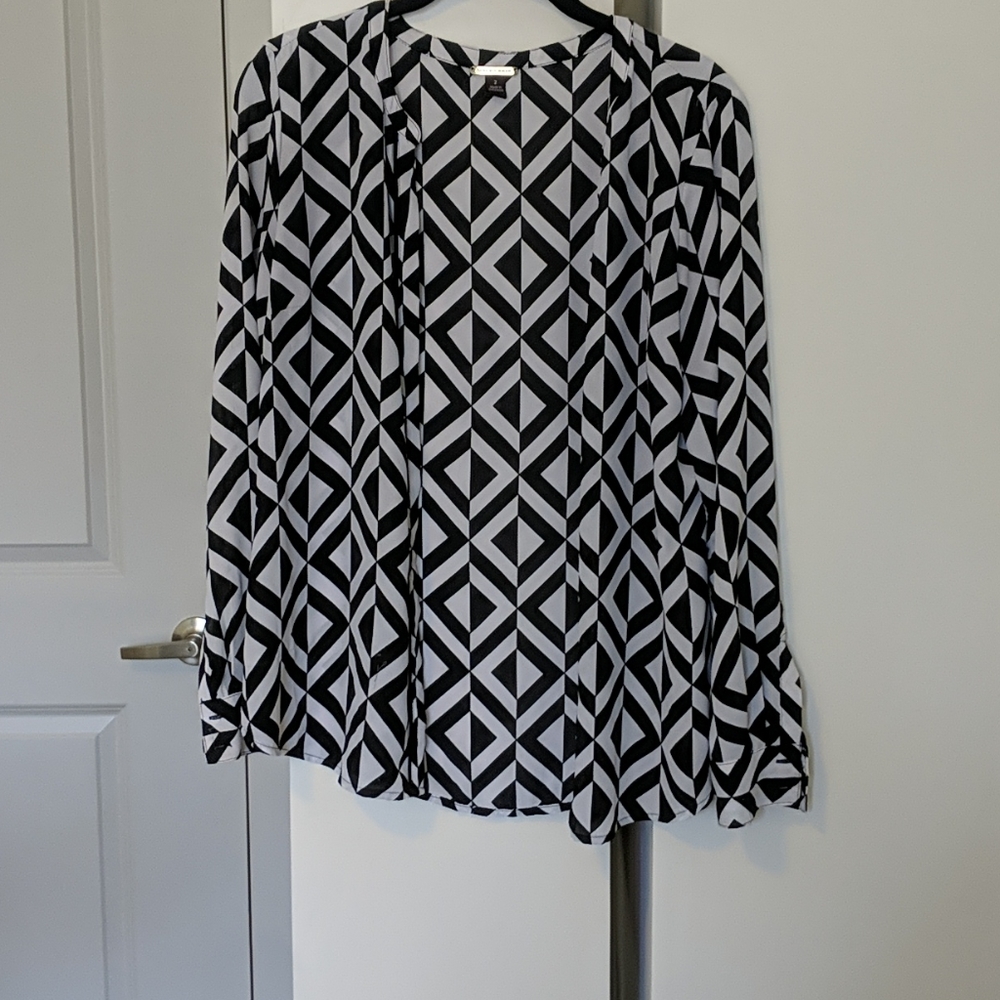 Black/white Patterned Open Blouse